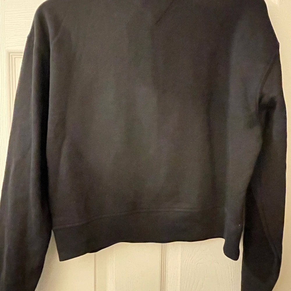 Tommy Hilfiger Black Cotton Pullover Cropped Quarter Zip Sweatshirt NWT - Picture 7 of 8